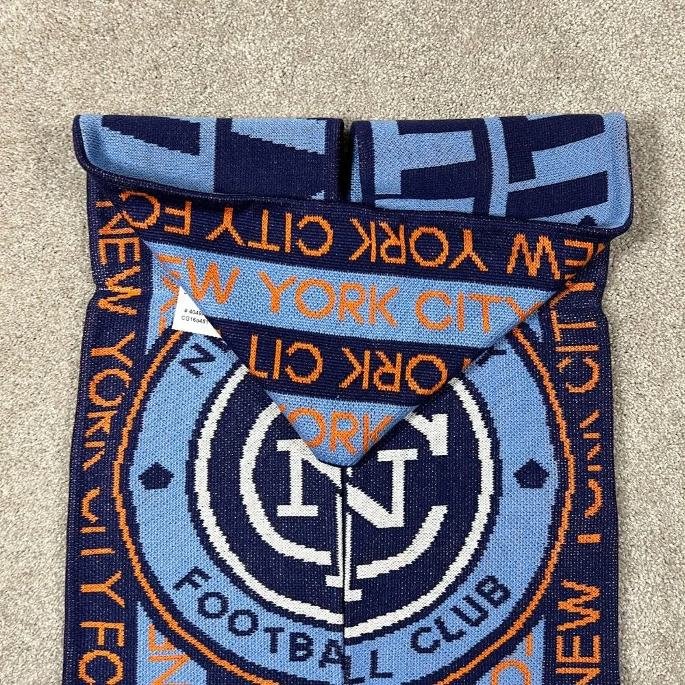 Adidas Unisex OSFA Blue Orange Winter Fringe New York City FC MLS Scarf‎ NWT